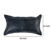 Norm 14 x 26 Lumbar Accent Throw Pillow 4 Pieced Design Soft Blue Leather By Casagear Home BM297380