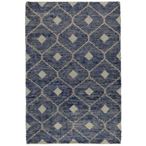Axel Area Rug | 8 x 10 | Blue Ikat | Handwoven | Cotton & Jute