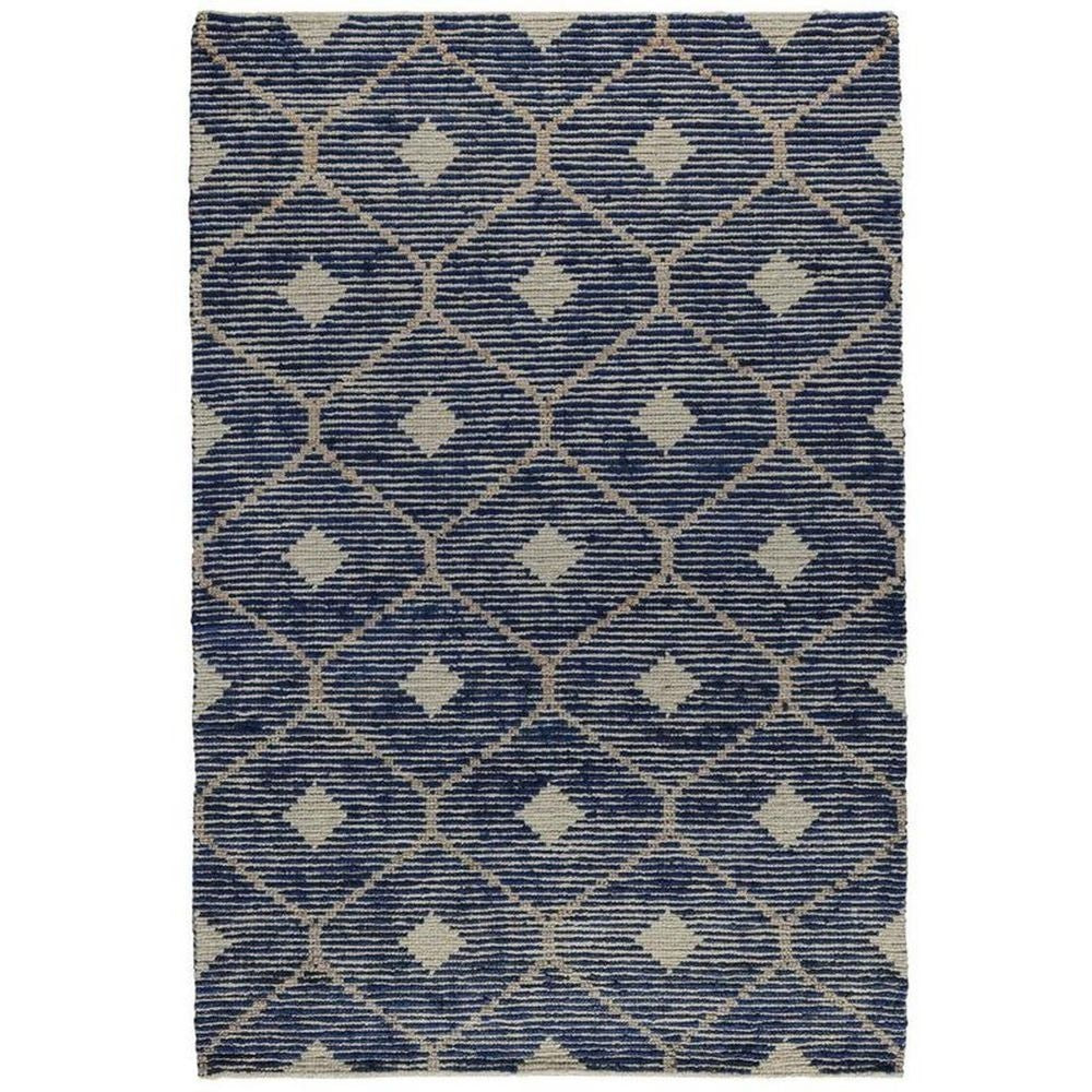 Axel Area Rug | 8 x 10 | Blue Ikat | Handwoven | Cotton & Jute