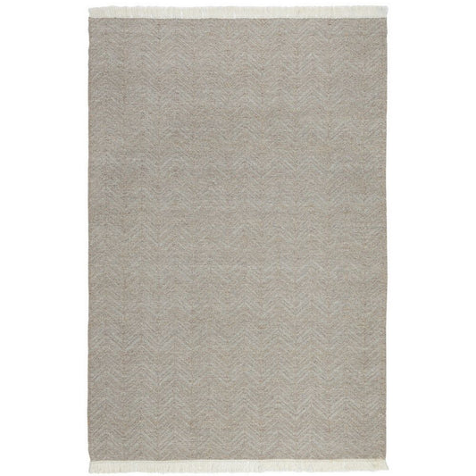 Lusia Area Rug | 2 x 3 | Herringbone | Light Gray | Soft Fringes