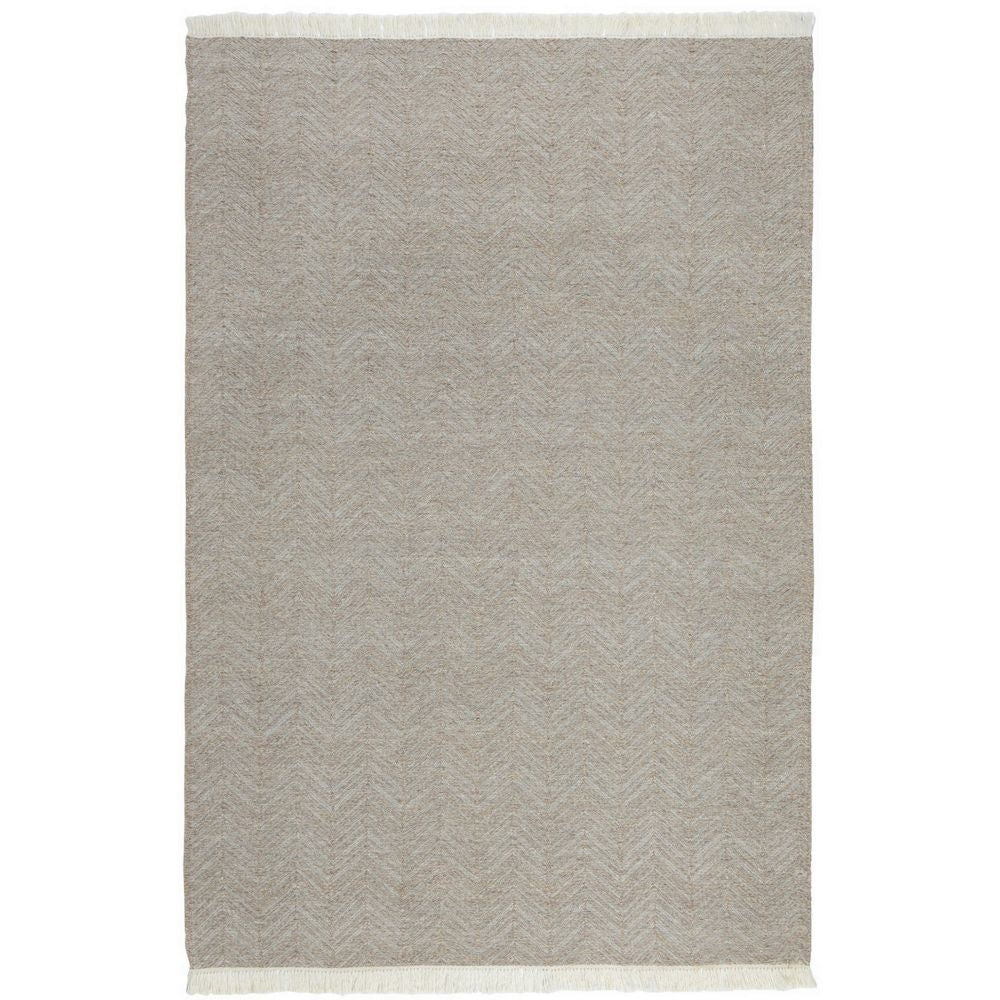 Lusia Area Rug | 2 x 3 | Herringbone | Light Gray | Soft Fringes
