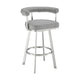 Gini 26 Inch Swivel Counter Stool, Round Back, Chrome, Gray Faux Leather By Casagear Home