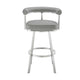 Gini 26 Inch Swivel Counter Stool Round Back Chrome Gray Faux Leather By Casagear Home BM298880