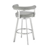 Gini 26 Inch Swivel Counter Stool Round Back Chrome Gray Faux Leather By Casagear Home BM298880