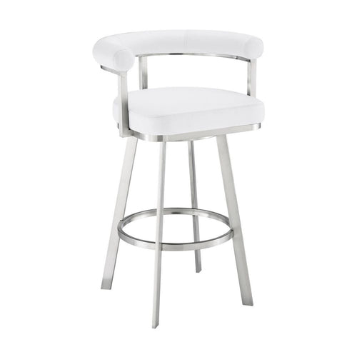 Gini Counter Stool | 26" | Swivel | Round Back | White Faux Leather