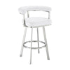 Gini Counter Stool | 26" | Swivel | Round Back | White Faux Leather