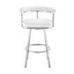 Gini 26 Inch Swivel Counter Stool Round Back Chrome White Faux Leather By Casagear Home BM298881