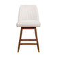 Lara 26 Inch Swivel Counter Stool Chair Beige Polyester Brown Wood Legs By Casagear Home BM298894