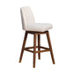 Lara 30 Inch Swivel Barstool Chair Soft Beige Polyester Brown Wood Legs By Casagear Home BM298895