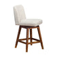 Lia 26 Inch Swivel Counter Stool Chair Brown Wood Frame Beige Polyester By Casagear Home BM298904