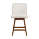 Lia 26 Inch Swivel Counter Stool Chair Brown Wood Frame Beige Polyester By Casagear Home BM298904