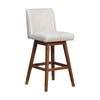 Lia 30 Swivel Barstool Chair, Brown Rubberwood Frame, Soft Beige Polyester By Casagear Home