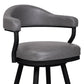 Knw 30 Inch Swivel Barstool Armchair Black Vintage Gray Faux Leather By Casagear Home BM298920