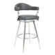 Knw Counter Stool Chair | 26" | Swivel | Vintage Gray Faux Leather | Chrome