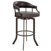 Nuf Barstool Armchair | 30" | Swivel | Round Back | Brown Faux Leather