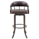 Nuf 30 Inch Swivel Barstool Armchair Curved Round Back Brown Faux Leather By Casagear Home BM298925