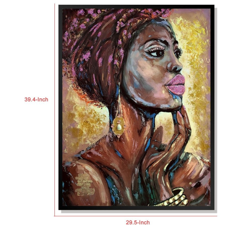 Rin 30 x 39 Hand Painted African Woman Resin Coated Rich Browns Yellows By Casagear Home BM298932