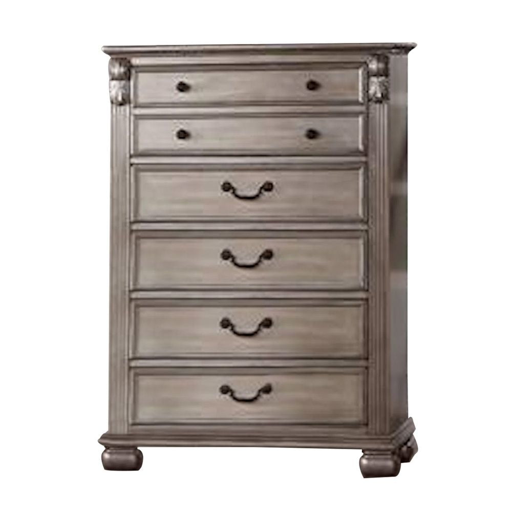 Aza Tall Dresser | 51" | 6 Drawers | Champagne Gold | Drop Handles