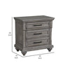 Demi 29 Inch Wood Nighstand with 3 Drawers Metal Bar Handles Oak Gray By Casagear Home BM298949