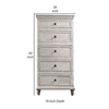 Zea 50 Inch Wood Tall Dresser Chest 5 Drawers with Black Metal Knobs Gray By Casagear Home BM298957