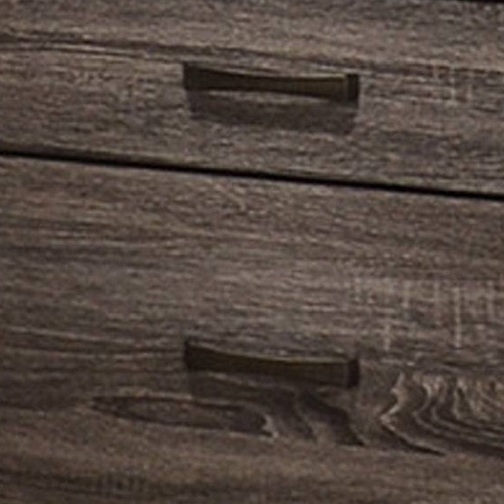 Soma 24 Inch Rustic 2 Drawer Nightstand Sleek Metal Bar Handles Oak Gray By Casagear Home BM298958