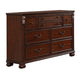 Miri Dresser | 59" | 8 Drawers | Brass Trim | Cherry Oak Brown