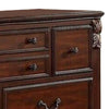 Miri 59 Inch 8 Drawer Dresser Brass Carved Trim Accents Cherry Oak Brown By Casagear Home BM298962