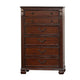 Miri 51 Inch 6 Drawer Tall Dresser Chest, Brass Carved, Cherry Oak Brown By Casagear Home