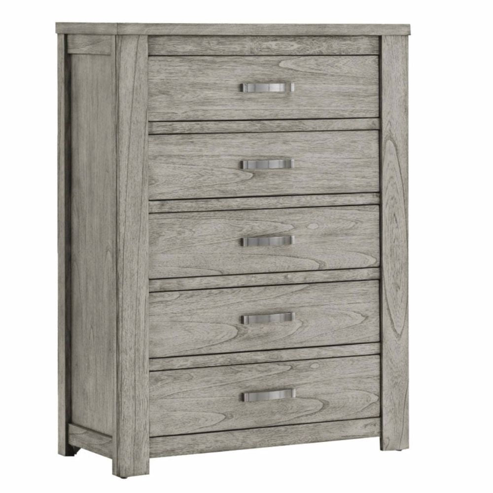 Yuna Tall Dresser | 52" | 5 Drawers | Wood Grain Gray | Bar Handles