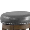 Drue 18 Inch Set of 2 Swivel Stools Nailhead Trim Gray Faux Leather By Casagear Home BM298969