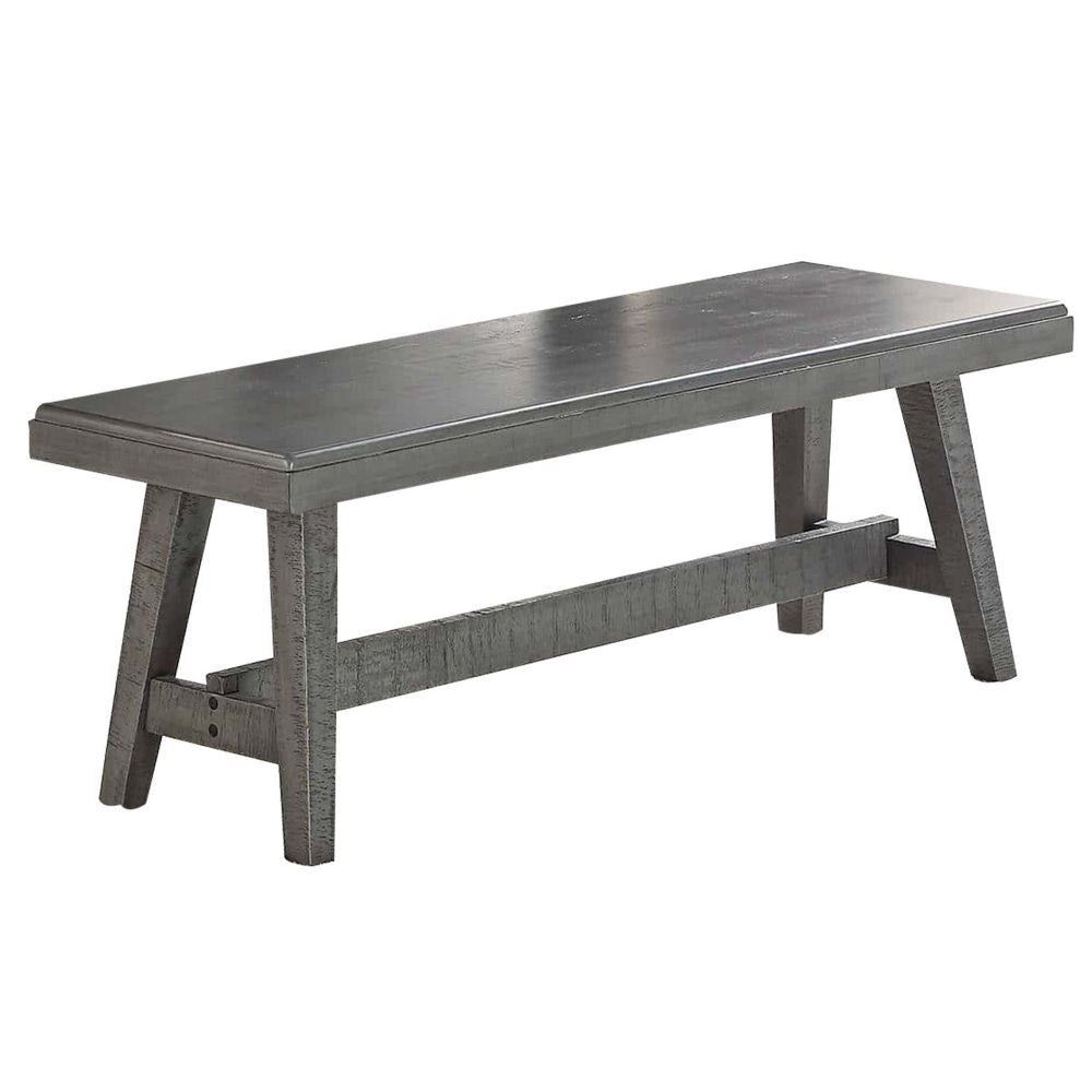 Alix 54 Inch Elegant Wood Dining Bench with Tapered Legs, Distressed Gray By Casagear Home
