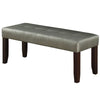 48 Inch Rectangular Dining Bench with Tufted Seat, Silver Faux Leather By Casagear Home