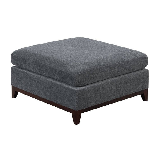 37 Inch Modern Square Ottoman with Foam Seating, Gray Chenille Fabric  By Casagear Home