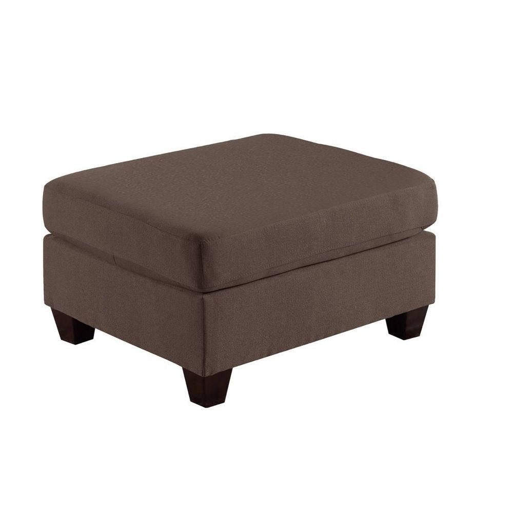 32 Inch Modern Square Ottoman with Foam Seating, Coffee Brown Linen Fabric By Casagear Home