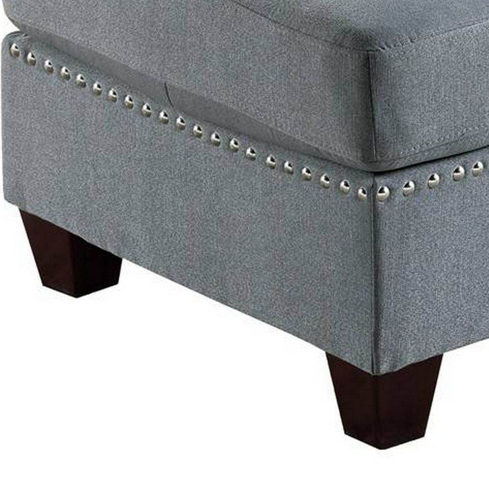 Pali 32 Inch Modern Square Ottoman Foam Tufted Seat Gray Linen Fabric By Casagear Home BM298989