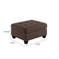 Pali 32 Inch Modern Square Ottoman Foam Tufted Seat Brown Linen Fabric By Casagear Home BM298990