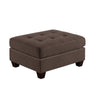 Pali 32 Inch Modern Square Ottoman, Foam Tufted Seat, Brown Linen Fabric By Casagear Home