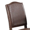 Maci 25 Inch Dining Chair Set of 2 Nailhead Trim Faux Leather Brown By Casagear Home BM299006