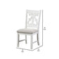 Neci 23 Inch Wood Dining Chair Set of 2 Carved Back Padded Seat White By Casagear Home BM299007