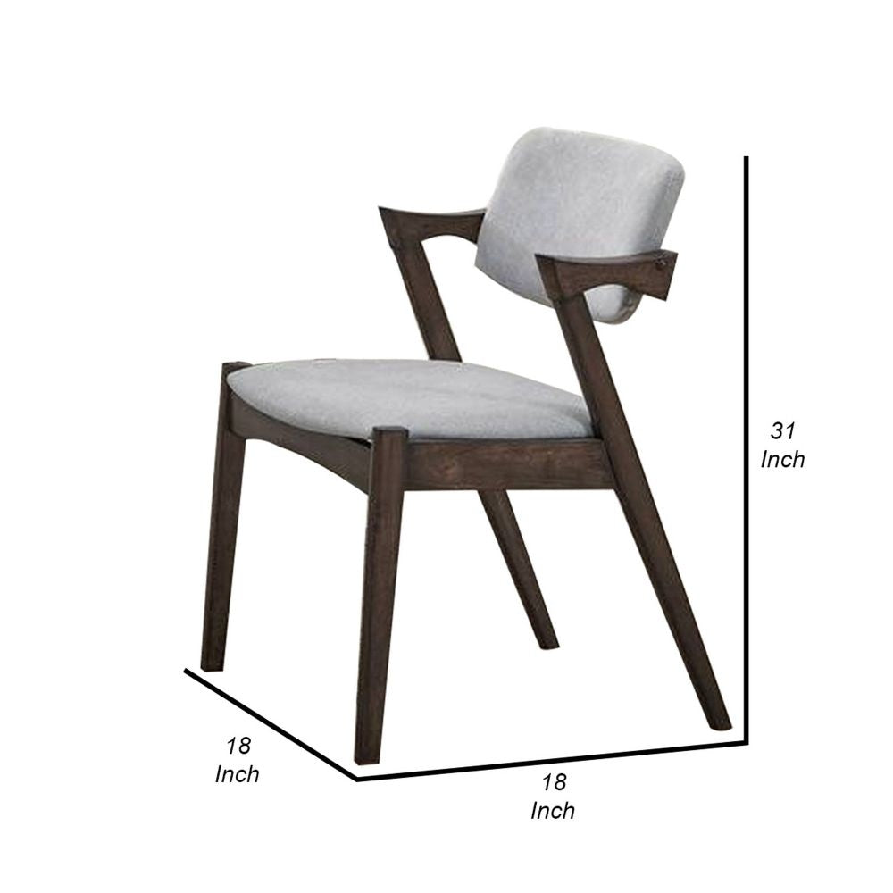 18 Inch Modern Wood Dining Chair Set of 2 Angled Arms Backrest Gray By Casagear Home BM299008