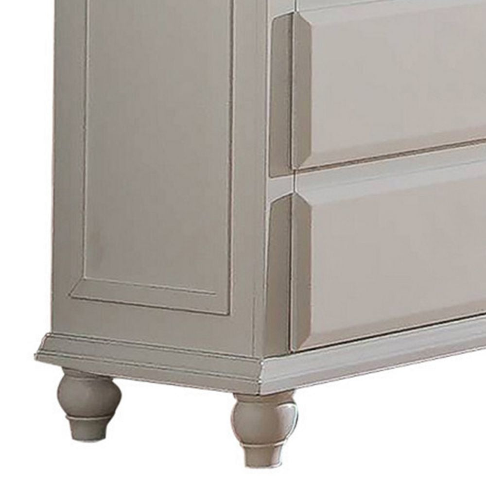 Umi 58 Inch Wide 6 Drawer Dresser Molded Details Bun Legs Classic White By Casagear Home BM299013