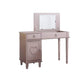 43 Inch Vanity Set, Accent Mirror, Included Matching Stool, Rose Gold Wood By Casagear Home