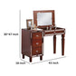 Sosi 47 Inch Vanity Desk Set with Stool 3 Mirror Inlaid Drawers Brown By Casagear Home BM299029