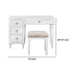 Sosi 47 Inch Vanity Desk Set with Stool 3 Mirror Inlaid Drawers White By Casagear Home BM299030