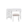 Sosi 47 Inch Vanity Desk Set with Stool, 3 Mirror Inlaid Drawers, White By Casagear Home