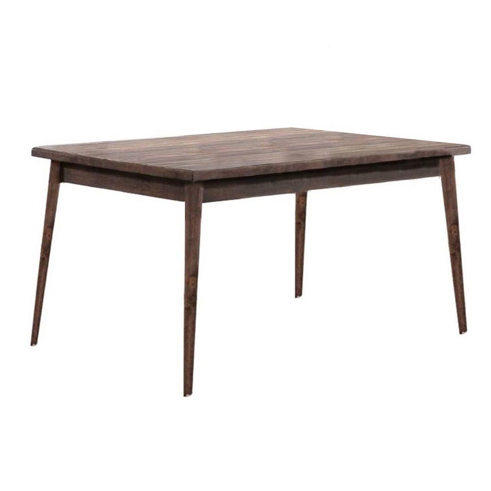Lee 59 Inch Rectangular Dining Table, Tapered Legs, Modern Brown Grain Wood By Casagear Home