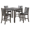 5 Piece Counter Height Dinning Table Set with 4 Chairs, Padded Seats, Gray By Casagear Home