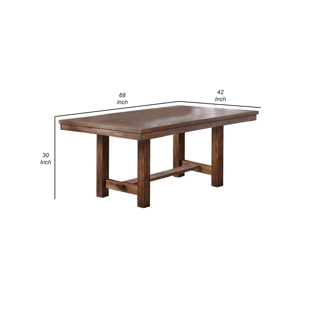 68 Inch Rectangular Dining Table Classic Trestle Base Brown Grain Wood By Casagear Home BM299067