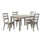 5 Piece Dining Set, Rectangular Table, 4 Chairs, Padded Seating, Light Gray By Casagear Home