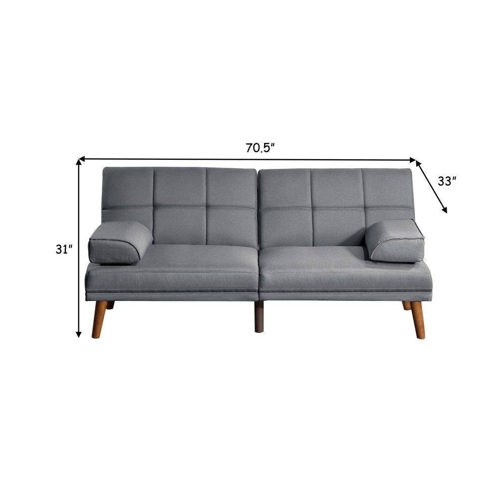 Gina 71 Inch Adjustable Futon Sofa Bed Square Tufted Tapered Legs Gray By Casagear Home BM299090